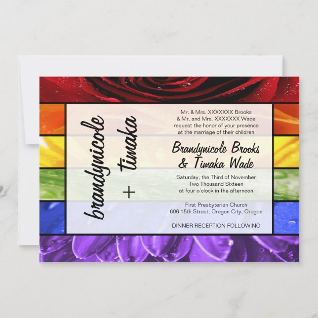 Rainbow Flower Invitation (Front)