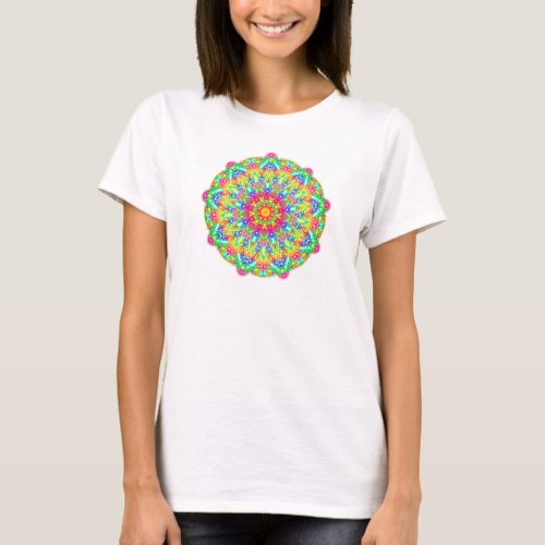 Rainbow Flower Mandala Boho T_Shirt