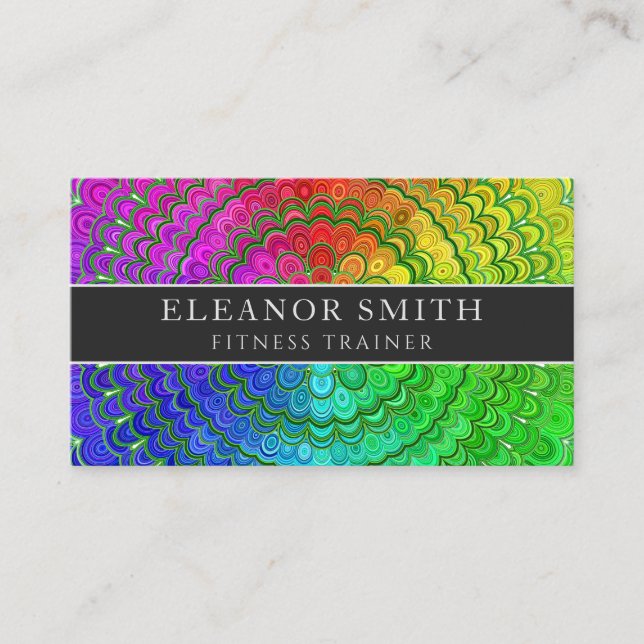 Rainbow Flower Mandala Business Card (Front)
