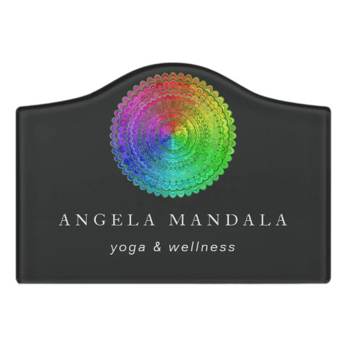 Rainbow Flower Mandala Door Sign
