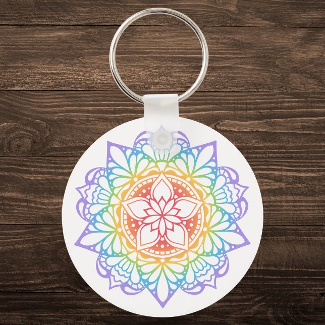 Rainbow Flower Mandala Keychain (Creator Uploaded)