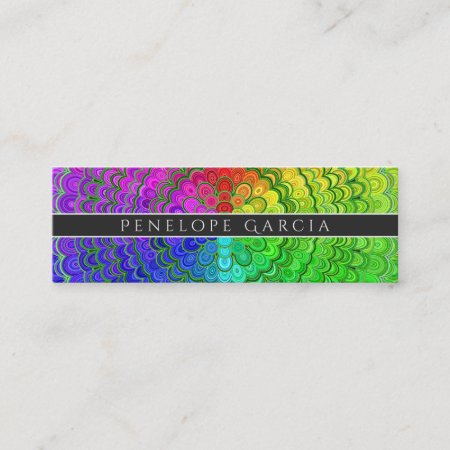 Rainbow Flower Mandala Mini Business Card