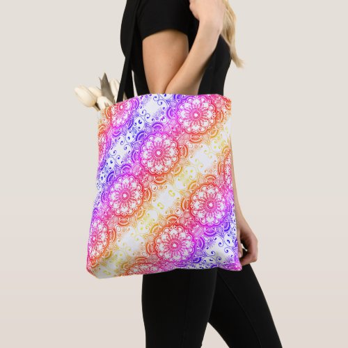 Rainbow Flower Mandala Pattern 3  Tote Bag