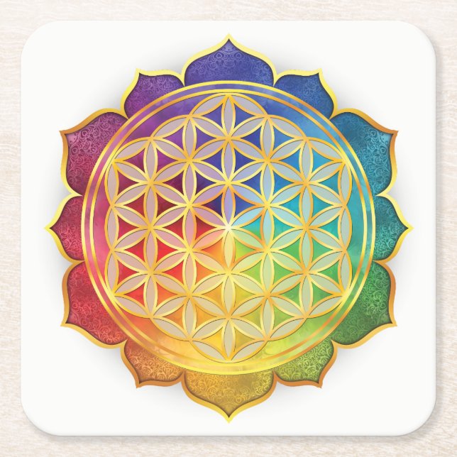 Rainbow Flower of Life Coaster (Front)