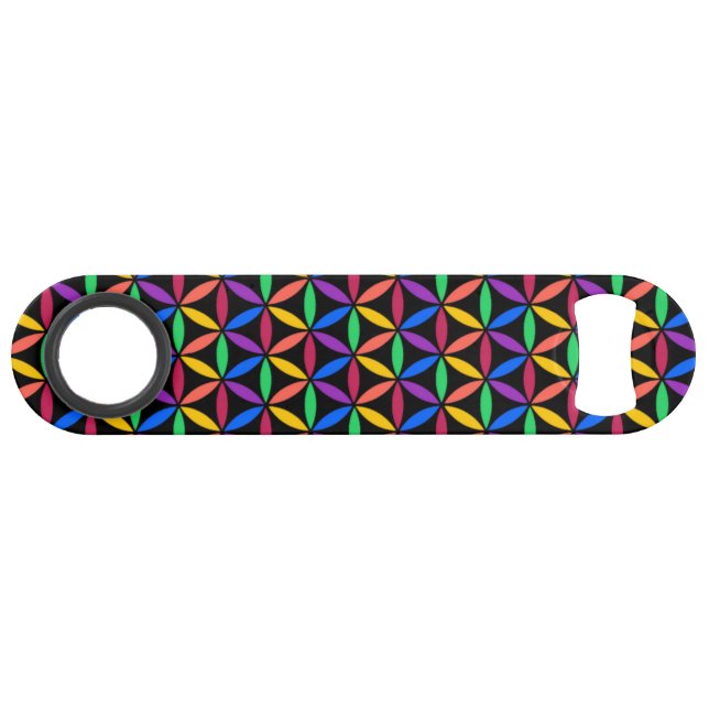 Rainbow Flower of Life Pattern Bar Key (Front (Horizontal))