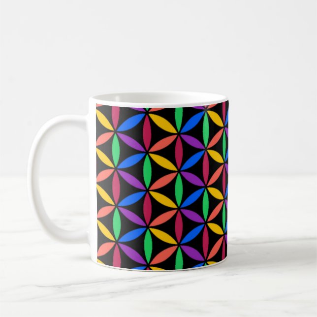 Rainbow Flower of Life Pattern Coffee Mug (Left)