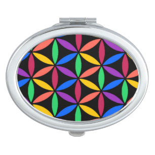 Rainbow Flower of Life Pattern Compact Mirror