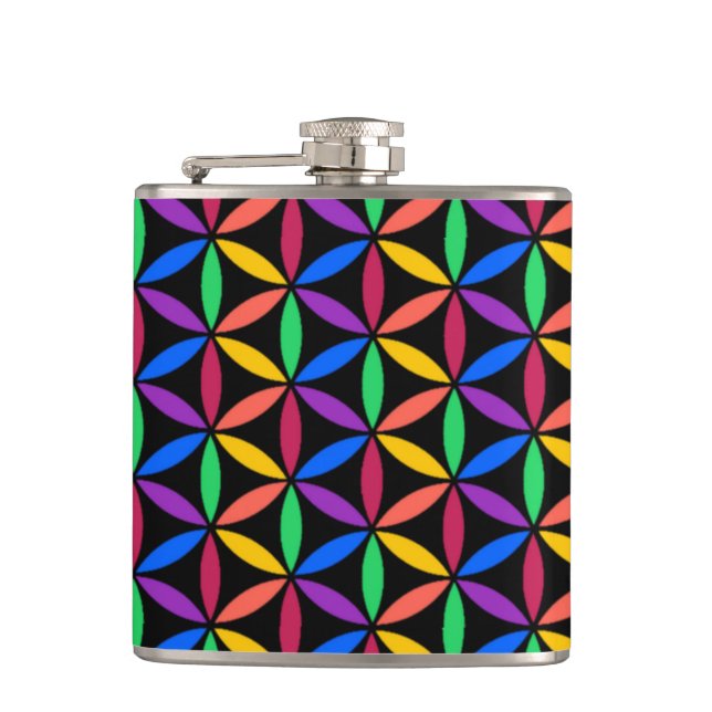 Rainbow Flower of Life Pattern Flask (Front)