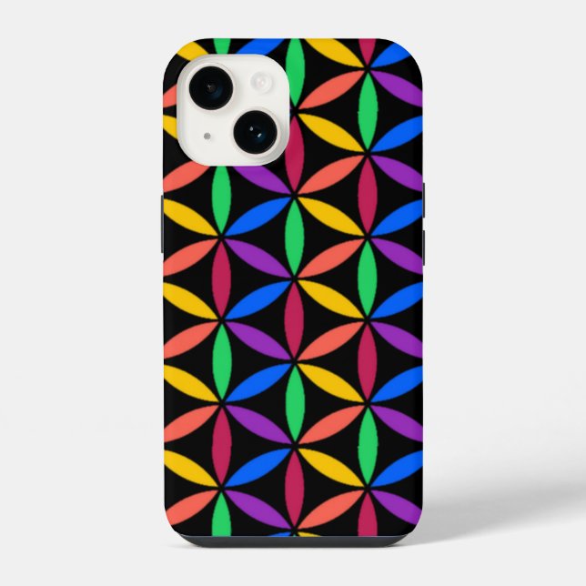 Rainbow Flower of Life Pattern Iphone Case (Back)