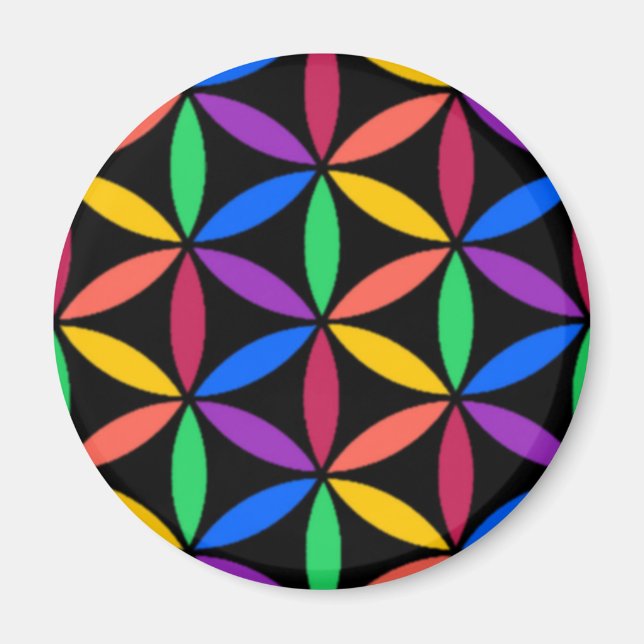 Rainbow Flower of Life Pattern Magnet (Front)