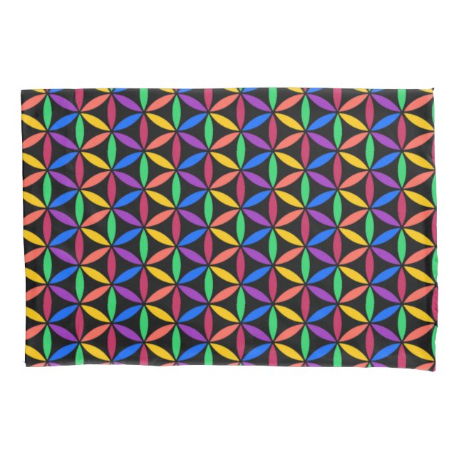 Rainbow Flower of Life Pattern Pillow Case (Front)
