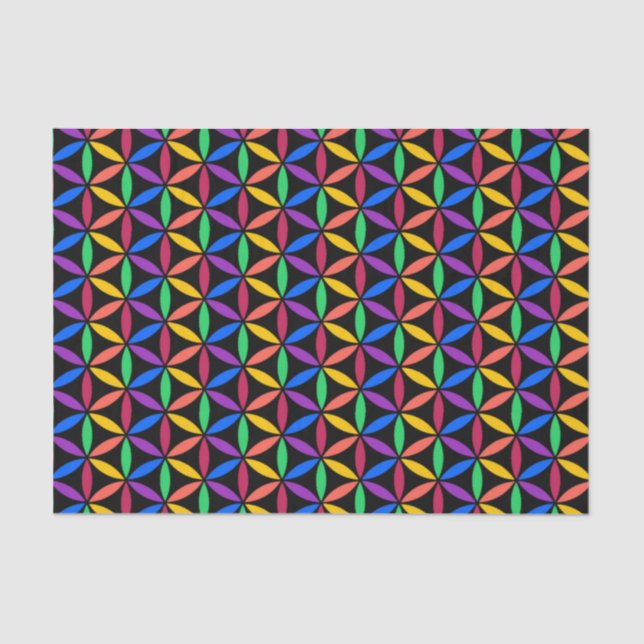 Rainbow Flower of Life Pattern Tissue Paper (Front)