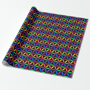 Rainbow Flower of Life Pattern Wrapping Paper