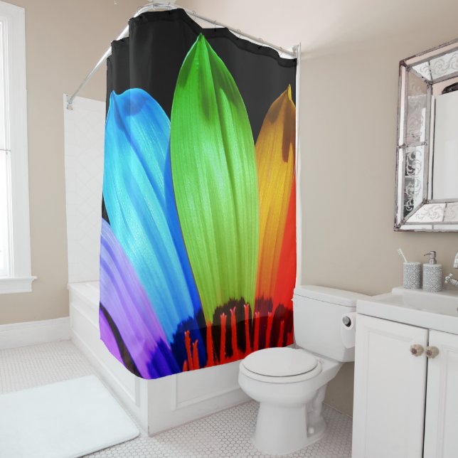 Rainbow Flower Petals Shower Curtain (In Situ)