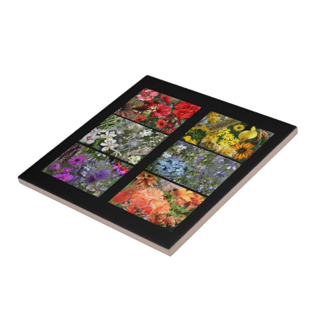 Rainbow Flower Photo Collage Ceramic Tile (Side)
