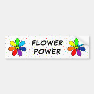Rainbow Flower Power Bumper Sticker