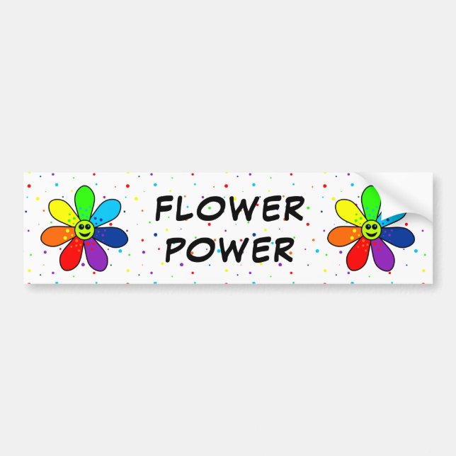 Rainbow Flower Power Bumper Sticker (Front)