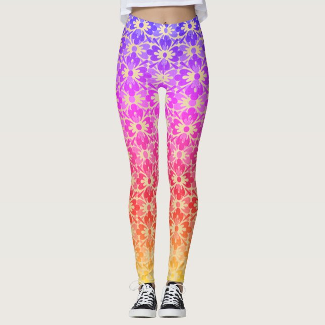 Rainbow Flower Power Leggings (Front)