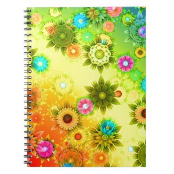 Rainbow Flower Power Notebook by StuffOrSomething at Zazzle