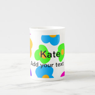 Rainbow flower pride love add name text lqbtq abst bone china mug