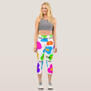 Rainbow flower pride love add name text lqbtq abst capri leggings