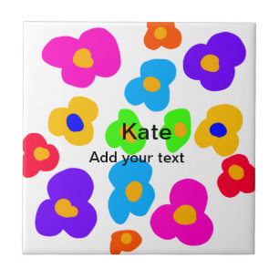 Rainbow flower pride love add name text lqbtq abst ceramic tile