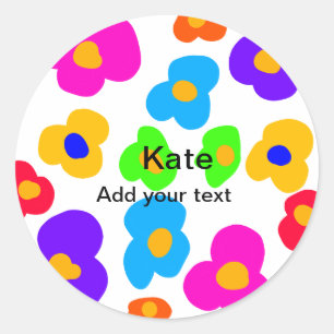 Rainbow flower pride love add name text lqbtq abst classic round sticker