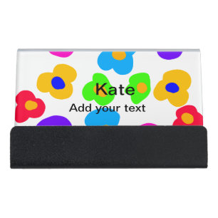 Rainbow flower pride love add name text lqbtq abst desk business card holder