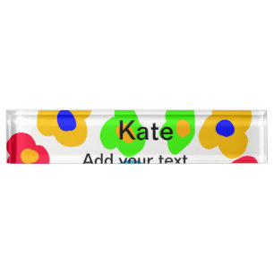 Rainbow flower pride love add name text lqbtq abst desk name plate