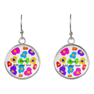 Rainbow flower pride love add name text lqbtq abst earrings