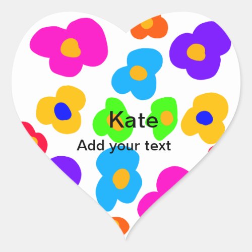 Rainbow flower pride love add name text lqbtq abst heart sticker