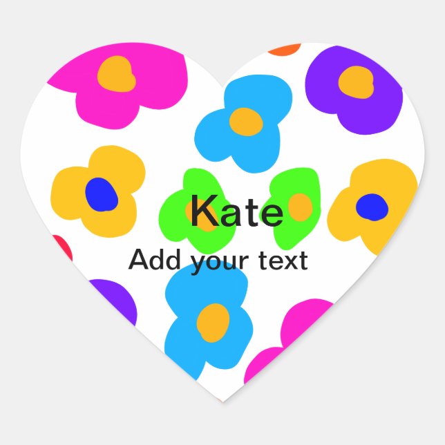 Rainbow flower pride love add name text lqbtq abst heart sticker (Front)