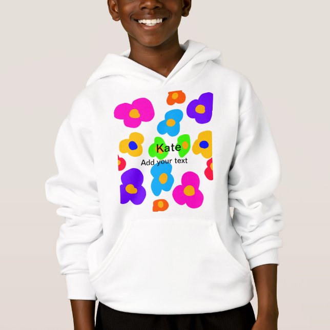 Rainbow flower pride love add name text lqbtq abst hoodie (Front)