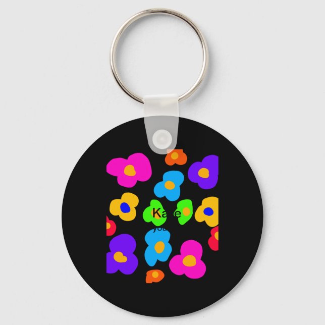 Rainbow Flower Pride Love Add Name Text Lqbtq Abst Keychain (Front)