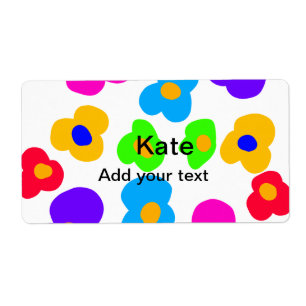 Rainbow flower pride love add name text lqbtq abst label