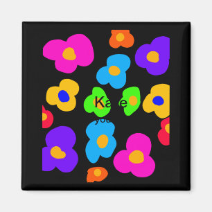 Rainbow Flower Pride Love Add Name Text Lqbtq Abst Magnet