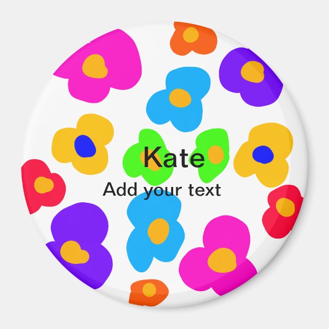 Rainbow flower pride love add name text lqbtq abst magnet (Front)