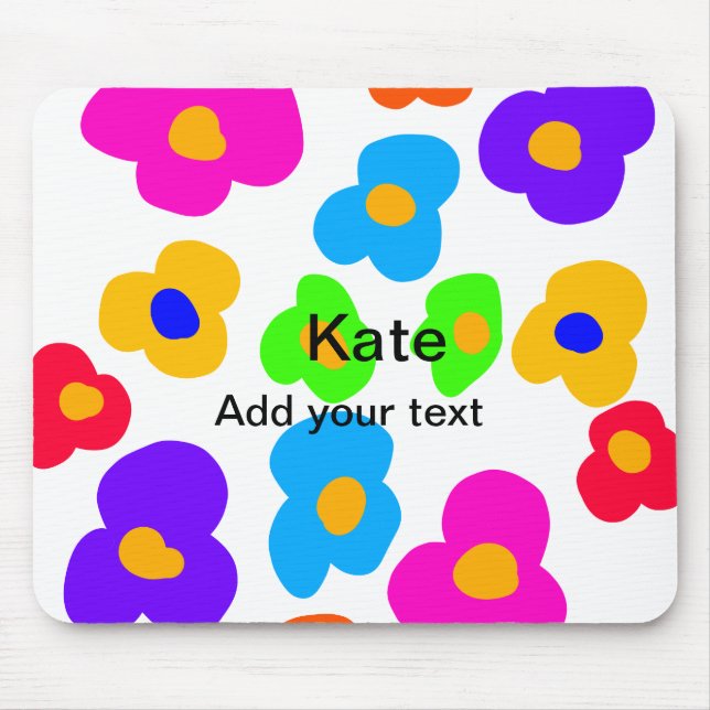 Rainbow flower pride love add name text lqbtq abst mouse pad (Front)