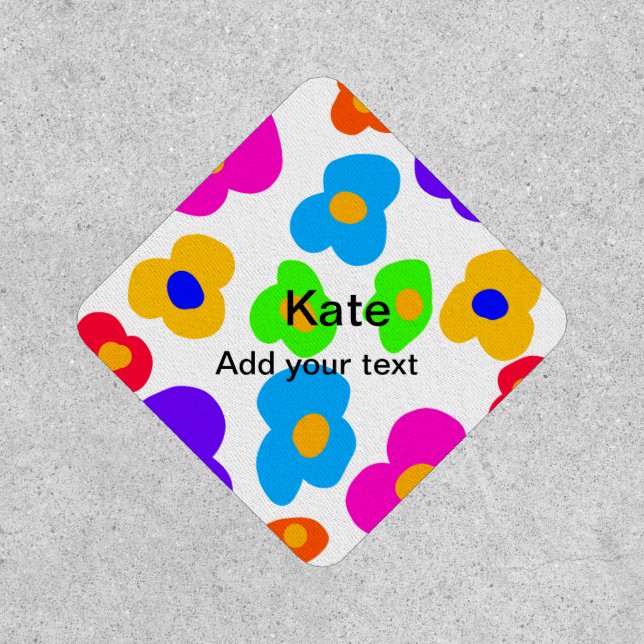 Rainbow flower pride love add name text lqbtq abst patch (Front)