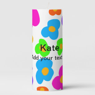 Rainbow flower pride love add name text lqbtq abst pillar candle