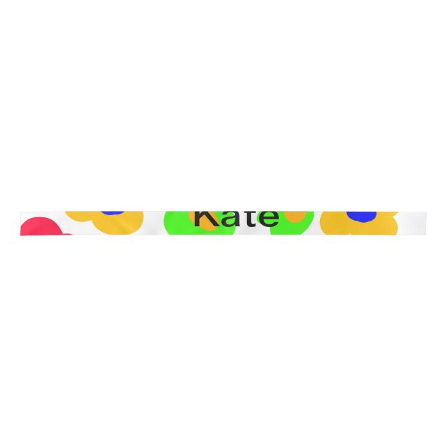 Rainbow flower pride love add name text lqbtq abst satin ribbon (Front)