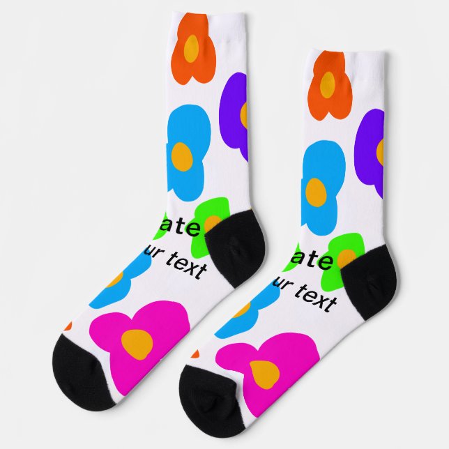 Rainbow flower pride love add name text lqbtq abst socks (Left)