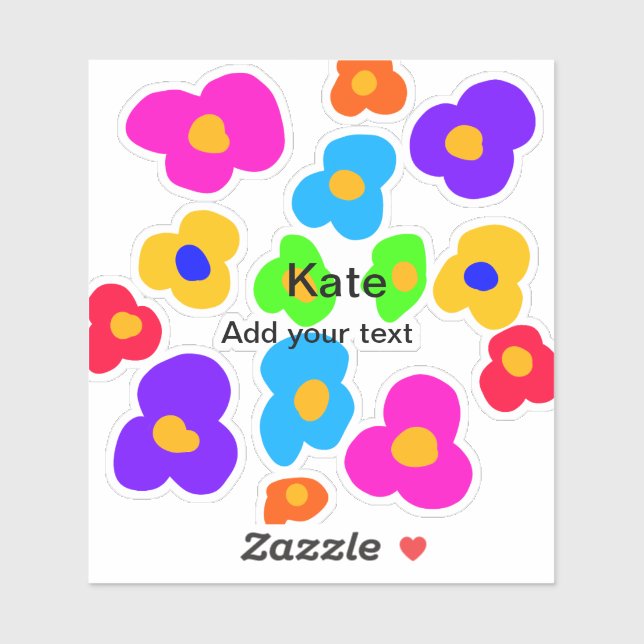Rainbow flower pride love add name text lqbtq abst sticker (Sheet)