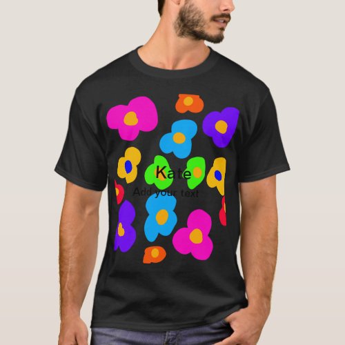 Rainbow flower pride love add name text lqbtq abst T_Shirt