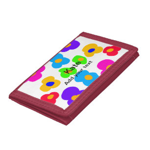 Rainbow flower pride love add name text lqbtq abst tri-fold wallet