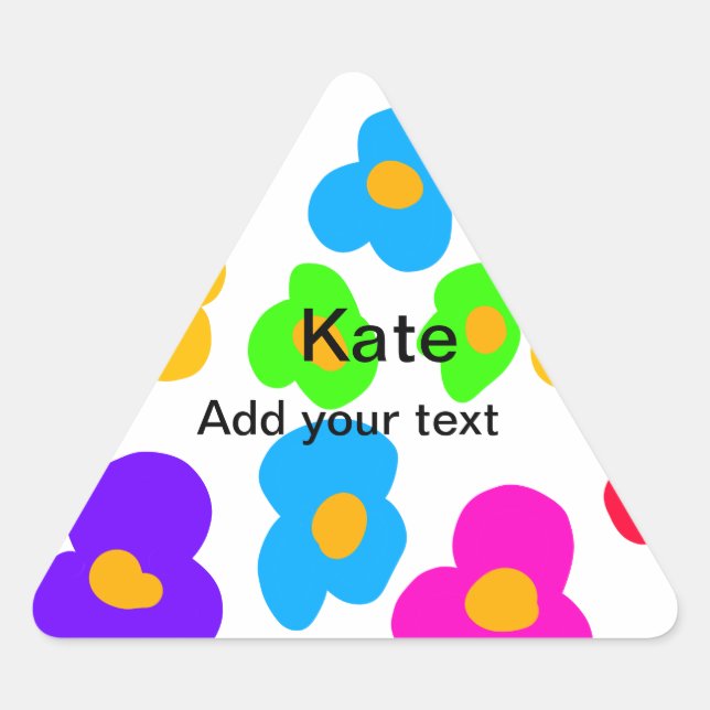 Rainbow flower pride love add name text lqbtq abst triangle sticker (Front)