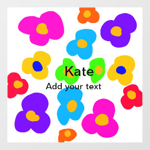 Rainbow flower pride love add name text lqbtq abst wall decal