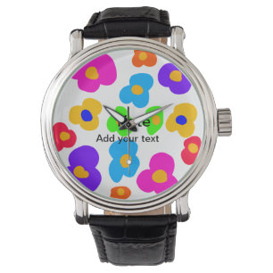 Rainbow flower pride love add name text lqbtq abst watch