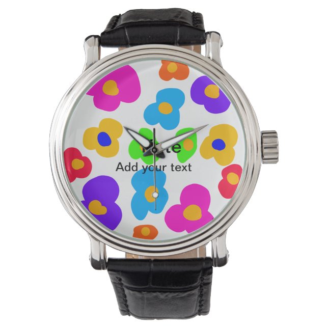 Rainbow flower pride love add name text lqbtq abst watch (Front)