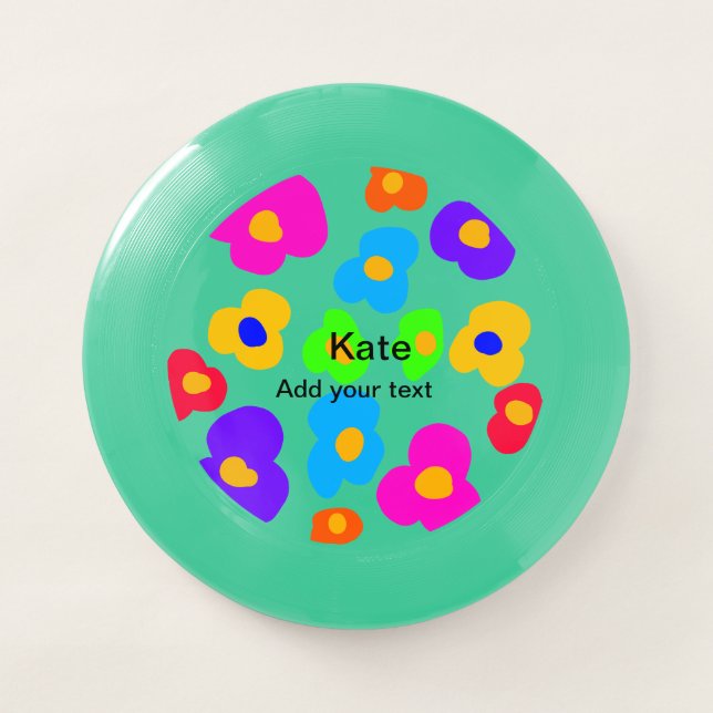 Rainbow flower pride love add name text lqbtq abst Wham-O frisbee (Front)